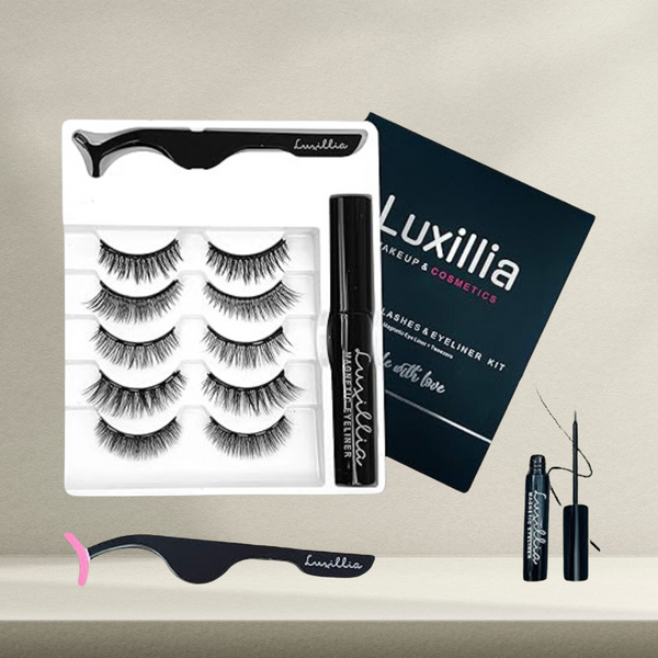 Luxillia Magnetic Eyelashes with Eyeliner (7 Piece Set)