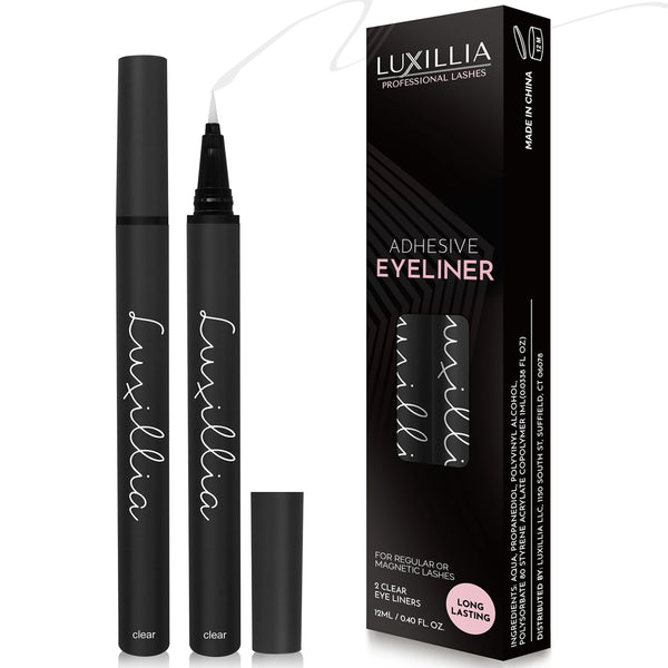 Luxillia SmartLash Adhesive Clear Eyeliner Glue Pen for Lashes - Waterproof Eyelash Bond Liner Pen and Transparent Long-Lasting Eyelash Liner (Pack of 2)