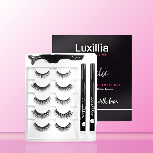 Luxillia Magnetic Eyelashes Kit (5 SET CLEAR + BLACK LINER MAGNETIC EYELASHES)